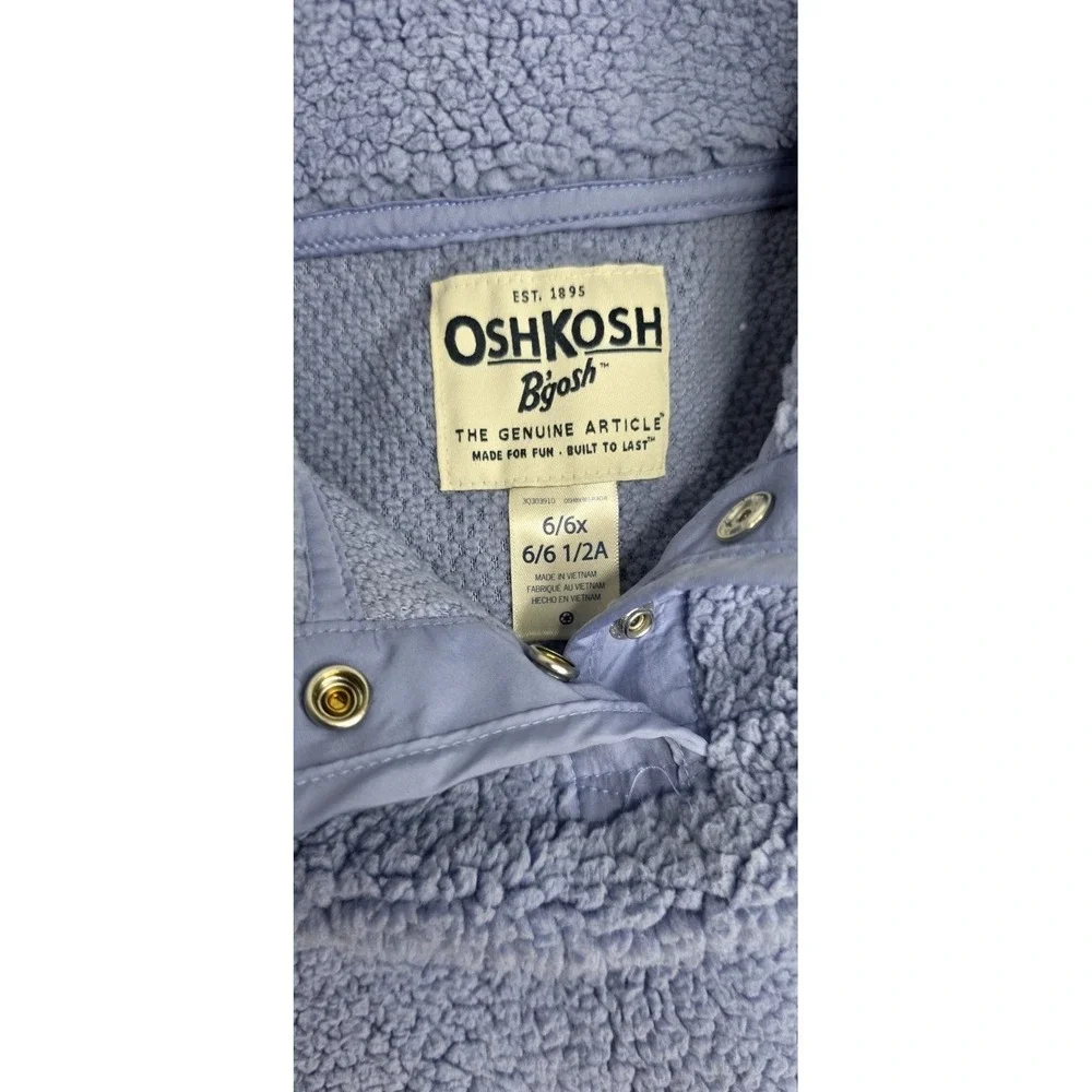 2pc OshKosh B'gosh Girls Purple Pink Fleece Zip Hoodie Jacket Pockets 6/6x‎